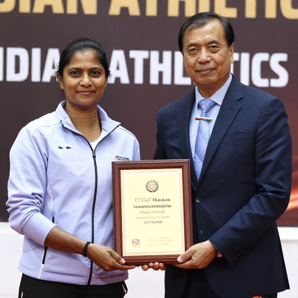 Illustration for PT Usha, Anju Bobby George honoured with Lifetime Award at first Indian Athletics Awards
