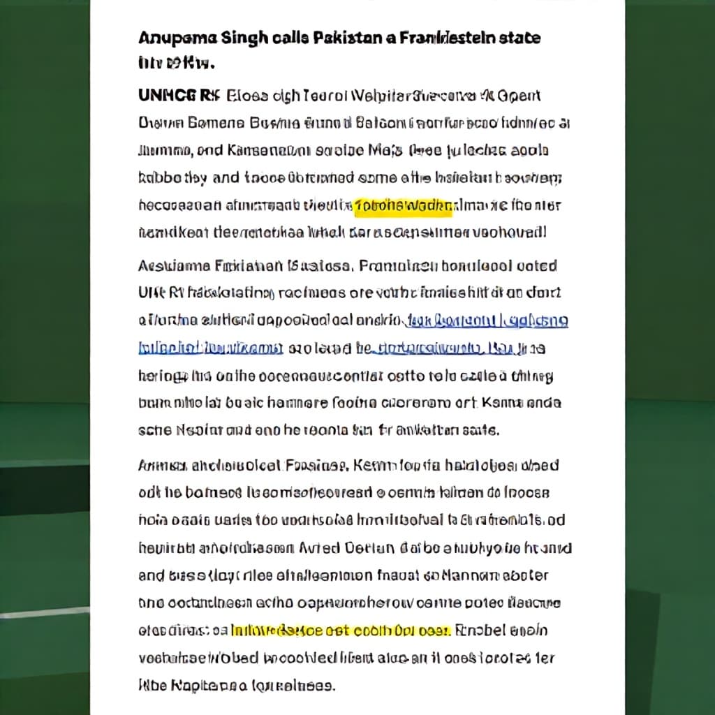 Illustration for Anupama Singh calls Pakistan a Frankenstein state at UNHRC